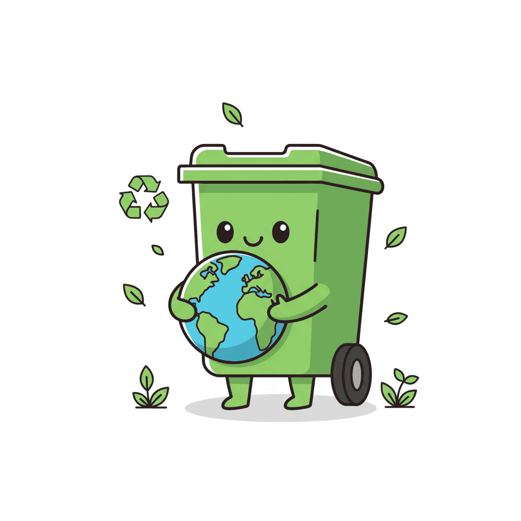 Recycling services illustration showing eco-friendly waste collection